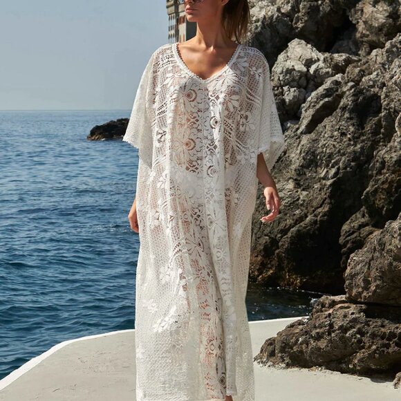 9SEED Cream Lace Caftan Kimono Coverup - NWOT!! Limited Edition! - Picture 1 of 10